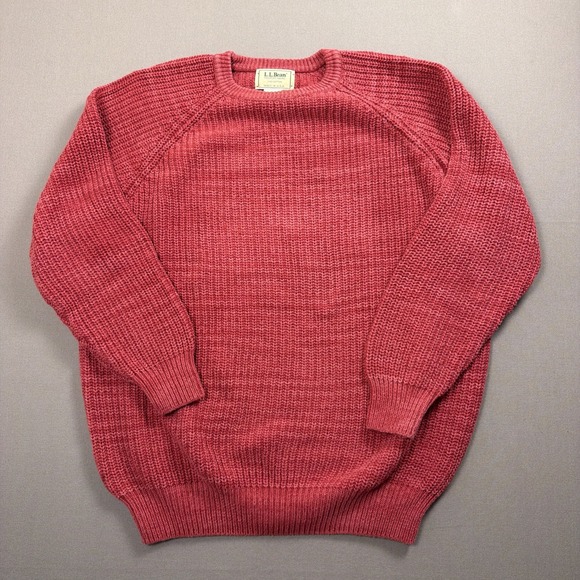 L.L. Bean Other - Vintage LL Bean Sweater Men XL Pink Crew Neck Fisherman Waffle Knit Cotton 80s